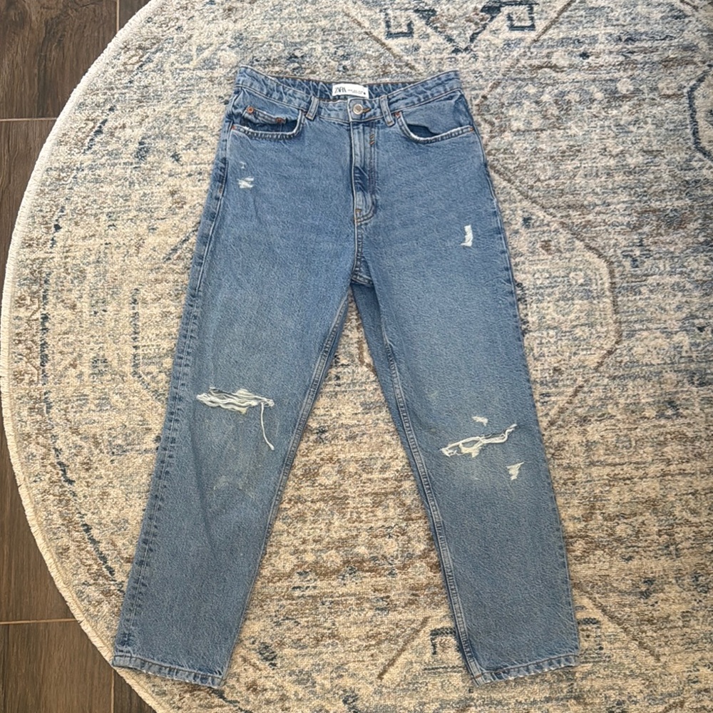 Zara Blue Distressed Women Jeans